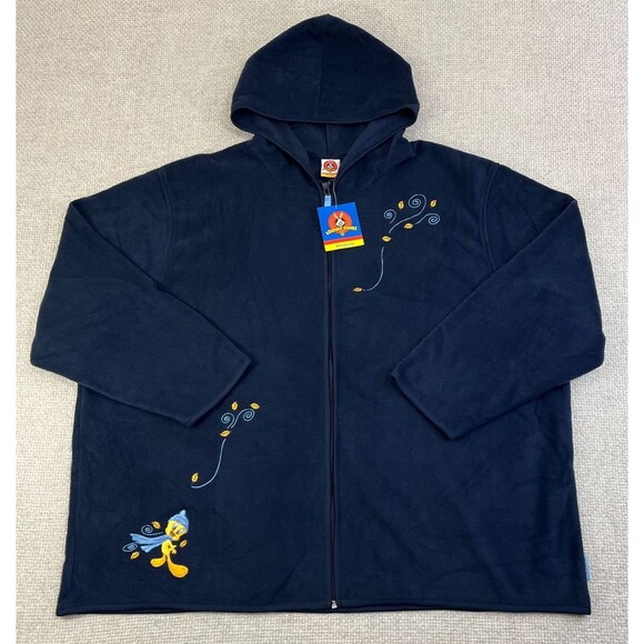 NEW Tweety Bird Hoodie Jacket Women's 26w/28w Fleece Blue Looney Tunes Vintage - Picture 1 of 10
